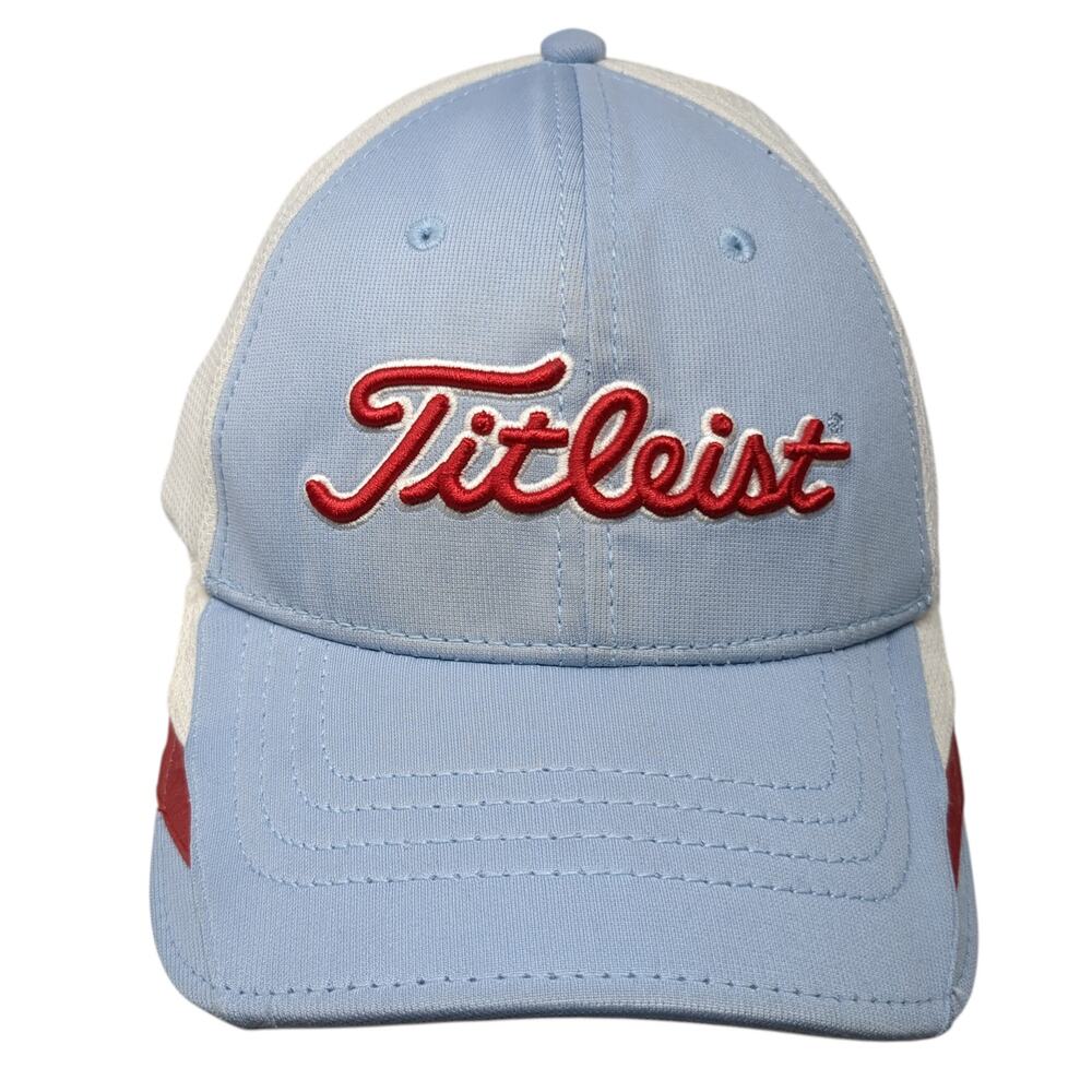 Fitleist Golf Fitted Baseball Cap Blue M Embroidered Vented Holes 6 Panel